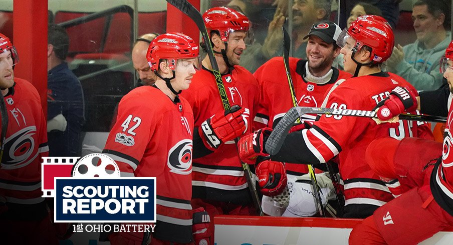 The Carolina Hurricanes celebrate a goal against the Florida Panthers on Tuesday, November 7.