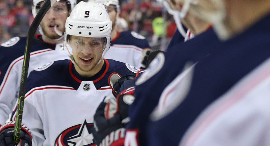 Artemi Panarin celebrates a goal earlier this season. 