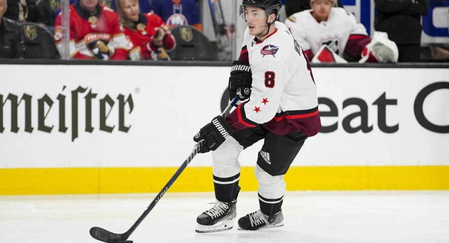 Zach Werenski at the 2022 NHL All-Star Game from T-Mobile Arena in Las Vegas, NV