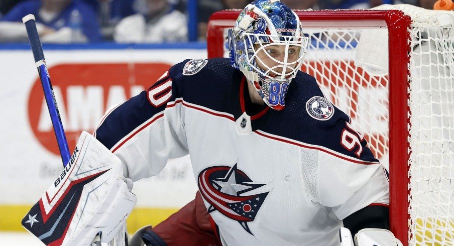 After missing the season opener against Carolina as a result of an illness, Elvis Merzlikins is scheduled to be between the pipes for Friday's home opener against the Tampa Bay Lightning.