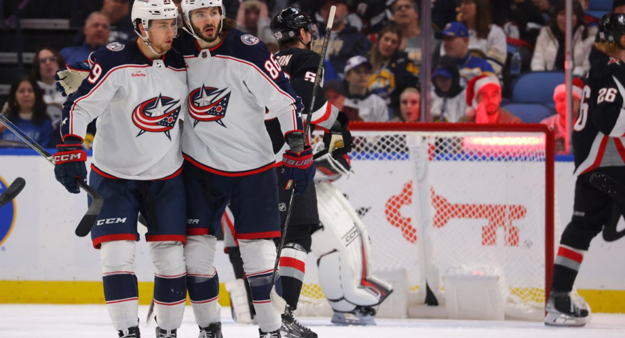 Kirill Marchenko celebrates his goal with Yegor Chinakhov