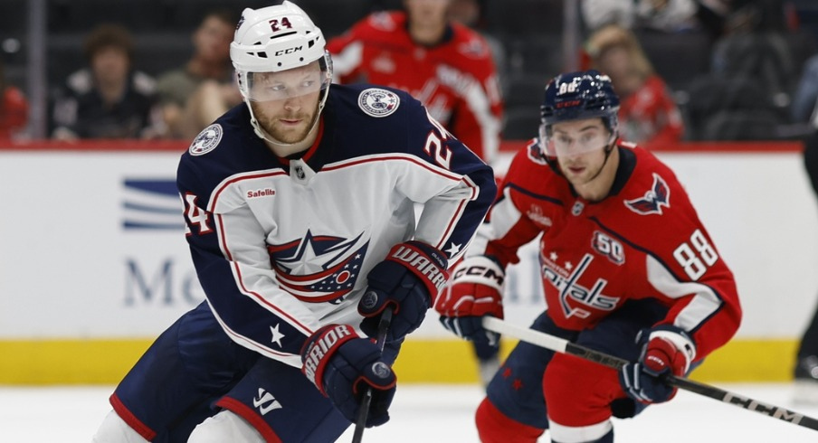 Adam Fantilli had a hat trick and Mathieu Olivier added a pair of goals as the Columbus Blue Jackets doubled up the Washington Capitals 8-4 in a preseason contest.