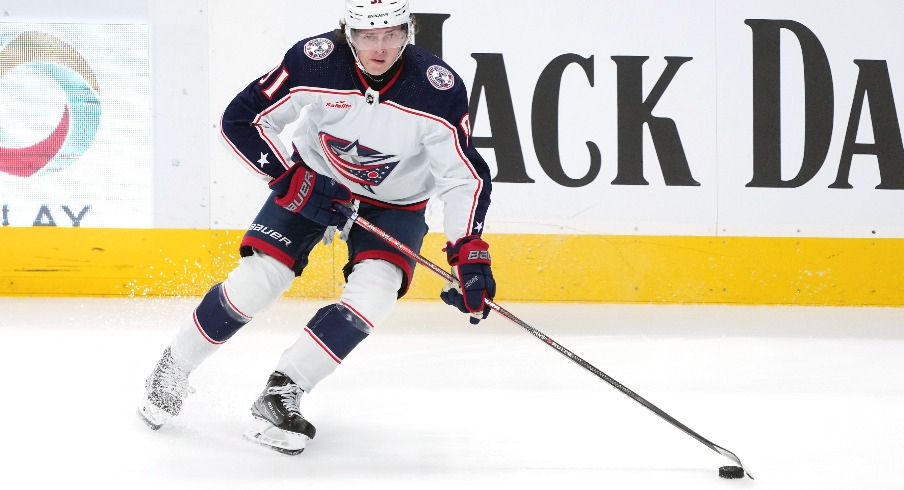 The Columbus Blue Jackets used a five-goal third period to propel them to a 6-3 win over the Buffalo Sabres as the exhibition season reached the halfway point Saturday night.