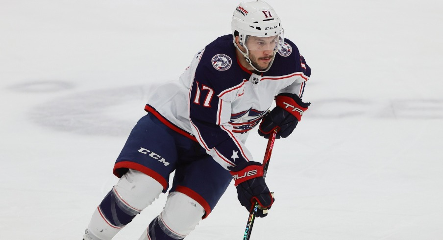 Justin Danforth makes his season debut with Columbus as the Blue Jackets face the Buffalo Sabres in the second game of a four-game homestand.