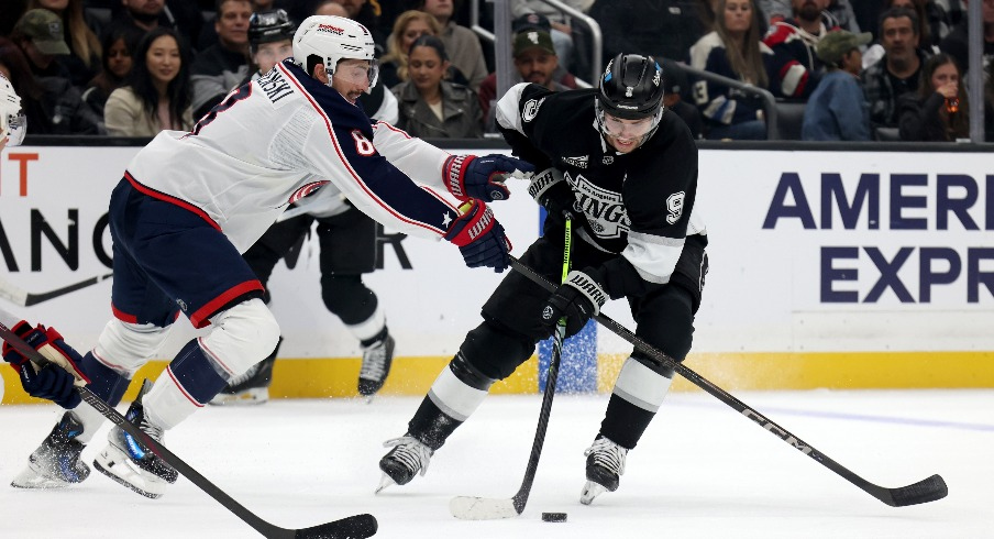 The Columbus Blue Jackets took a lead into the second period but gave up five goals over the final 40 minutes to fall 5-2 to the Los Angeles Kings on Saturday night.