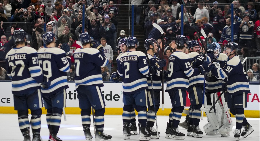 Kirill Marchenko scored twice, including the game-tying goal with just a minute left in regulation, to help propel the Columbus Blue Jackets to their first three-game winning streak in two seasons.