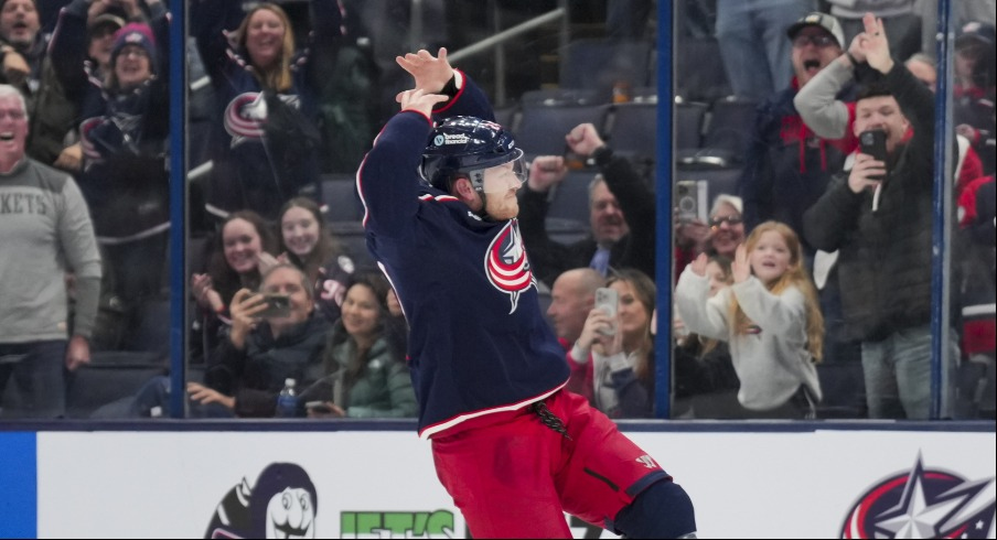 Adam Fantilli scored twice and Mathieu Olivier brought the crowd to life with a pair of spectacular spars as the #CBJ defeated the Calgary Flames 5-2 in Black Friday hockey.