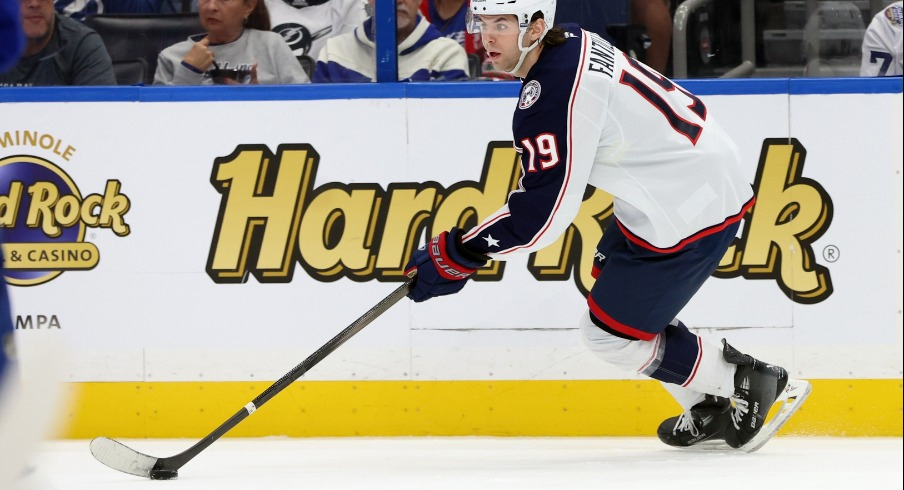 The Columbus Blue Jackets scored three times in the third period to make things very interesting, but a late empty-netter from Tampa Bay gives the Lightning a 5-3 victory on Tuesday night.