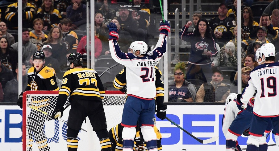 The Columbus Blue Jackets are rolling with seven defenseman and Elvis in net Friday night when they face the Boston Bruins in the first half of a home-and-home series.