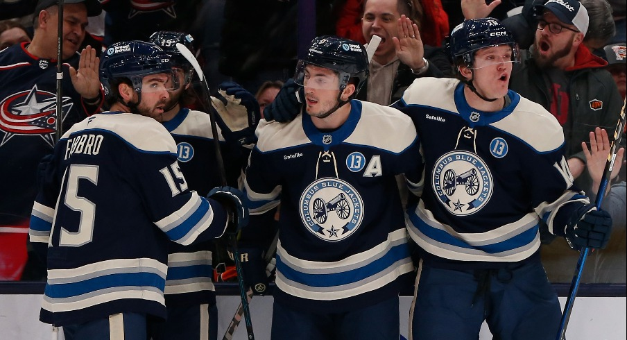 Zach Werenski scored the game-tying goal in the final minutes of regulation and the Columbus Blue Jackets won it in a shootout, defeating the Philadelphia Flyers 3-2 for Columbus' fifth straight win.